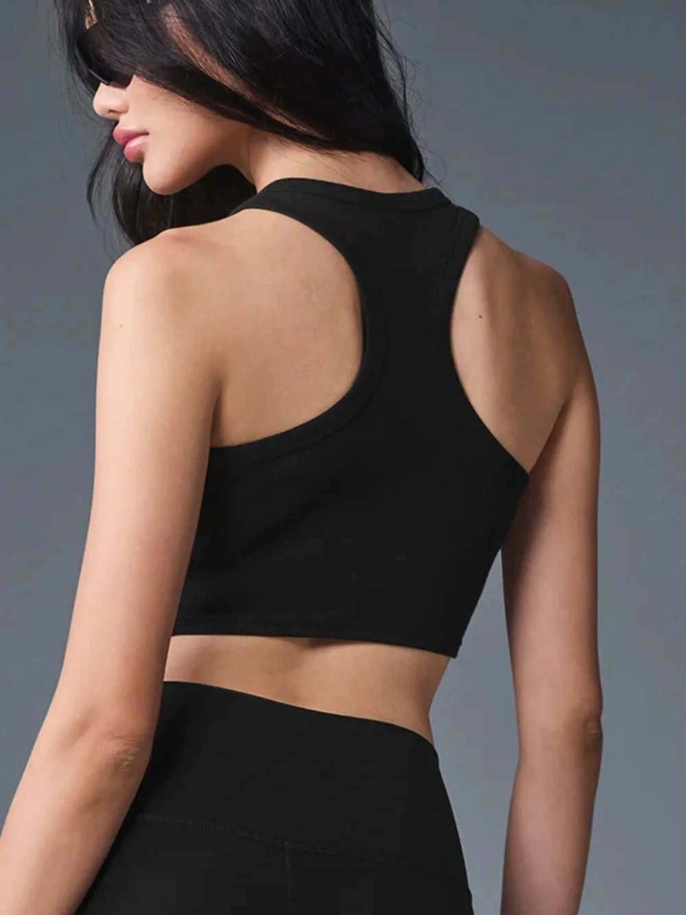 ALO Yoga Black High Neck Cropped Sports Bra
